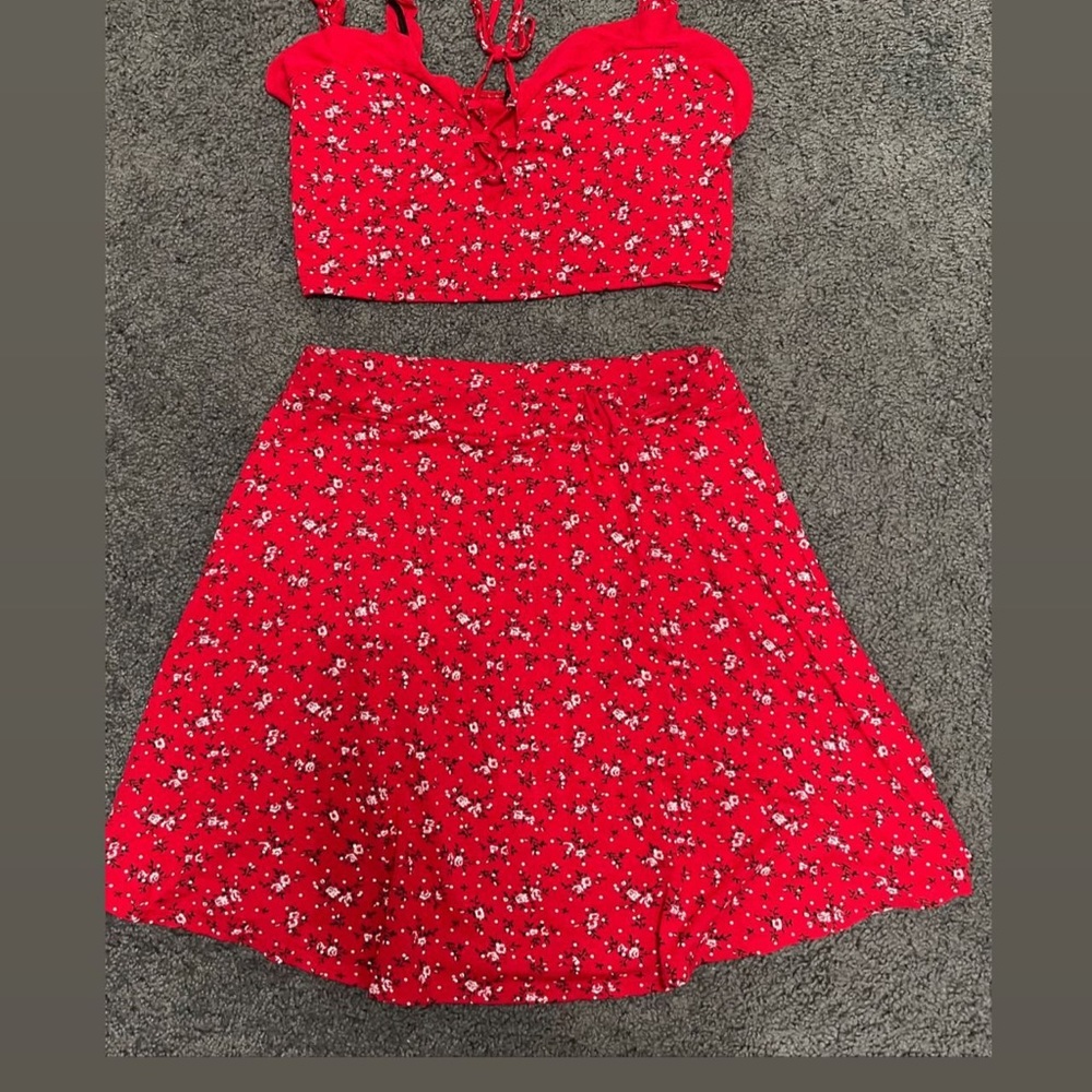 Two piece crop top and skirt